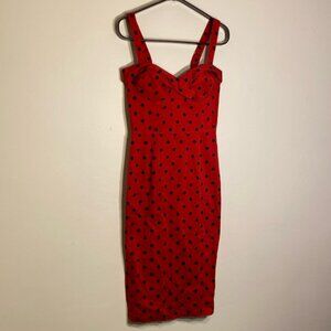 Deadly Dames Pin Up Retro Dress Women’s Small Polka Dot Black Red Siren Curves